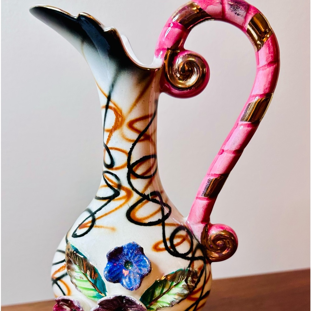 Vintage Japanese Hand Painted & Transfer Ware Vase